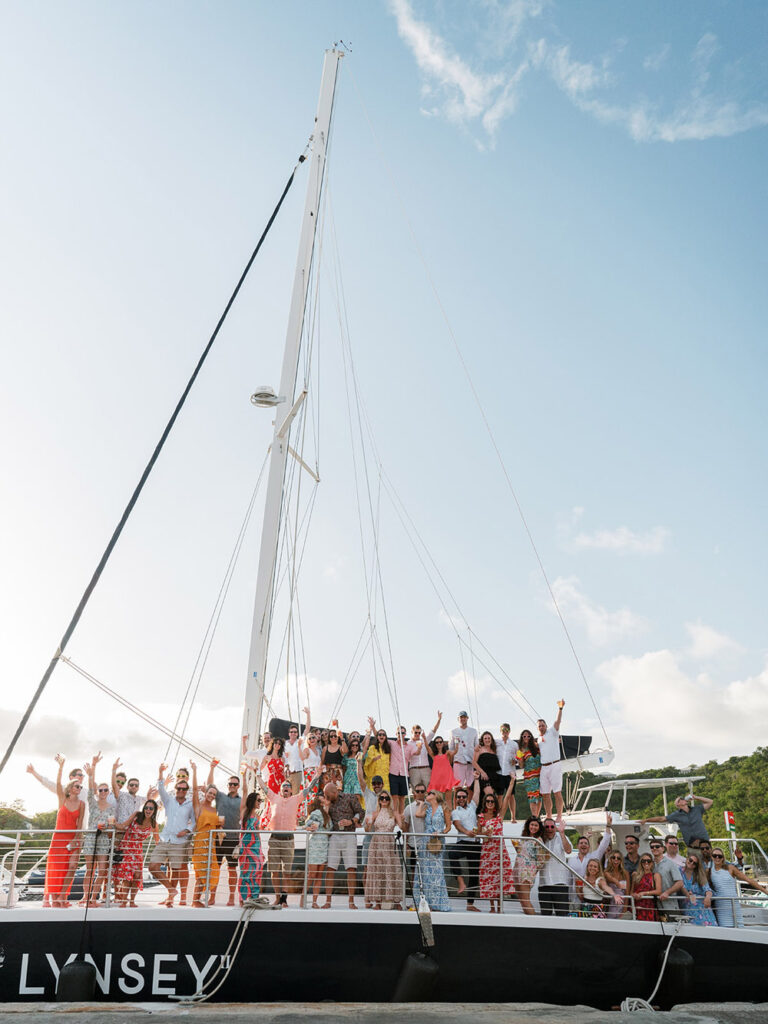 Sailboat evening cruise for a wedding weekend in St. Thomas, with planning by Julian Leaver Events. 