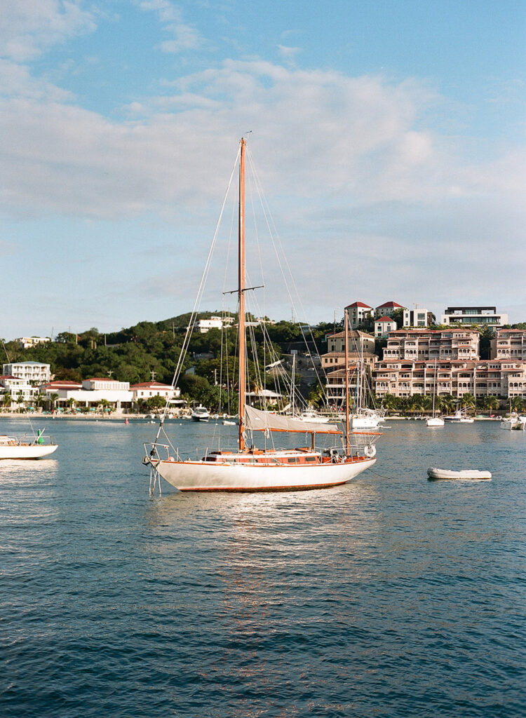 Sailboat evening cruise for a wedding weekend in St. Thomas, with planning by Julian Leaver Events. 