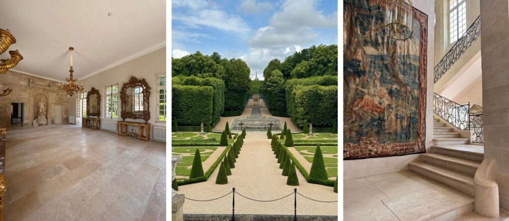 A view of the rooms inside Chateau De Villette, with wedding planning by Julian Leaver Events