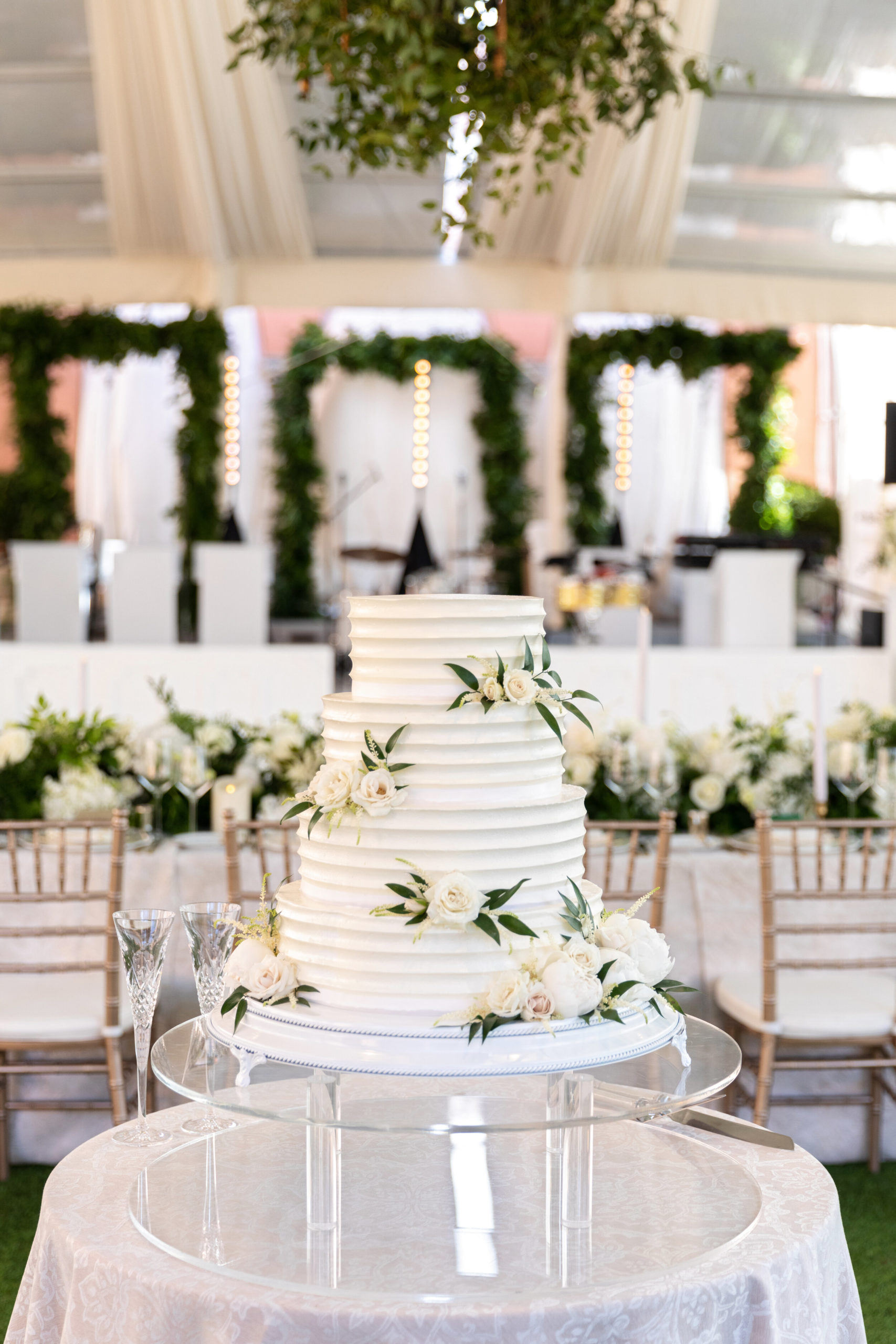 Cake Display with White Floral
