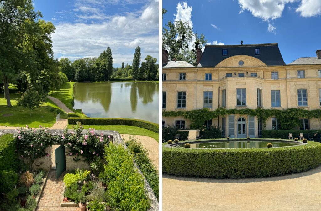 Outside of Domaine de Primard, a beautiful French Chateau, with gardens and lakes